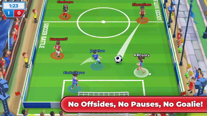 Tải Soccer Battle MOD APK v1.59.2 (Mua Sắm Miễn Phí) 3 Chuyền và sút bằng cần điều khiển